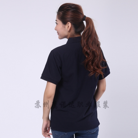 藏青色纯棉短袖T恤工作服 ID258-TX