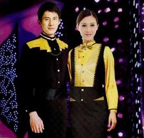 男女不同款长袖式样的量贩ktv工作服 单长袖量贩式ktv工作服