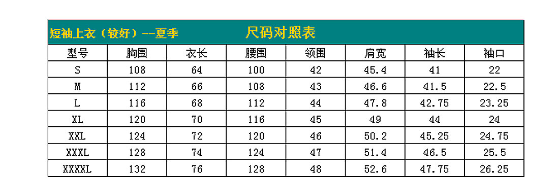 浅灰拼绿色夏季工作服AE217(图5) 短袖工作服AE217-DX尺寸图