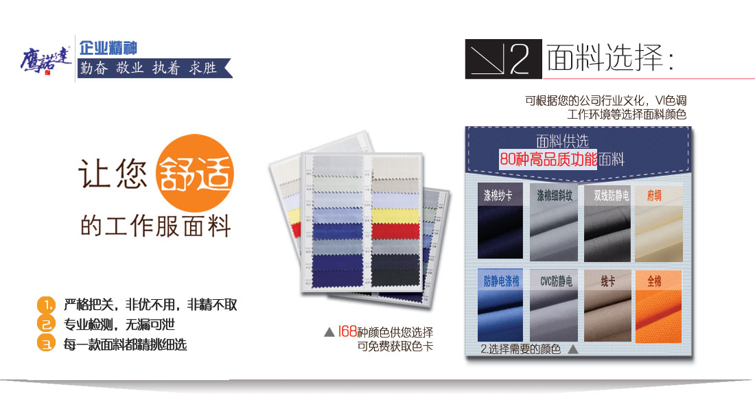 浅灰拼绿色夏季工作服AE217(图8) 第2步根据方案选择工作服定做需要面料